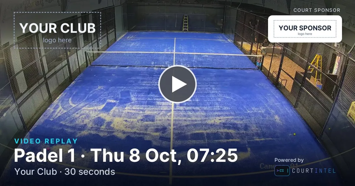 The link preview card: the court, the club logo and the court sponsor